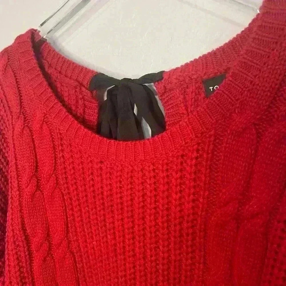 Torrid Red Cable Knit Sweater Black Satin Tie 2 2X 18/20 - Picture 6 of 8